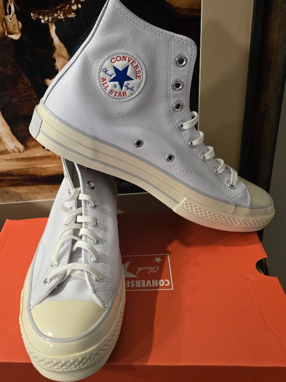 Converse Chuck 70 High Top Sneakers "Leather White" A07201C Men's Sz 10 US NEW